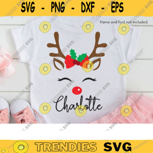 Christmas Reindeer Face SVG DXF Girl Reindeer Face with Eyelashes svg dxf files for Cricut and Silhouette copy