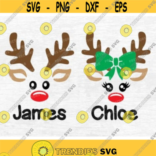 Christmas Reindeer Face Svg Christmas Svg Deer Svg Monogram Svg Reindeer Boy and Girl Svg Dxf Eps Png Deer Kids Clipart Xmas Cut Files Design 226 .jpg