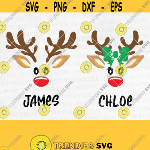 Christmas Reindeer Face Svg File Deer Svg Monogram Svg Reindeer Boy and Girl Svg Christmas Svg Deer Kids Clipart Xmas Cut FilesDesign 358