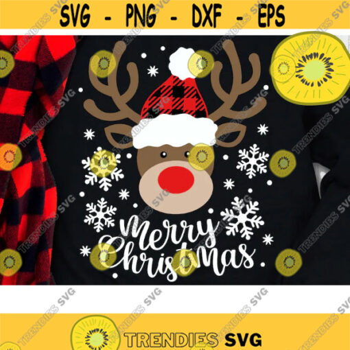 Christmas Reindeer Svg Buffalo Plaid Moose Svg Plaid Reindeer Svg Merry Christmas Svg Christmas Cut Files Dxf Eps Png Design 485 .jpg