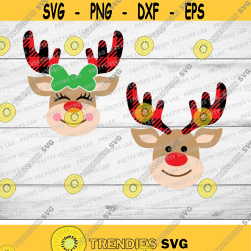 Christmas Reindeer Svg Buffalo Plaid Svg Reindeer Head Svg Dxf Eps Png Kids Cut Files Boy Girl Clipart Xmas Svg Silhouette Cricut Design 2988 .jpg