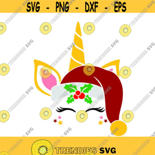 Christmas Reindeer Unicorn Holly Face Cuttable Design SVG PNG DXF eps Designs Cameo File Silhouette Design 1867