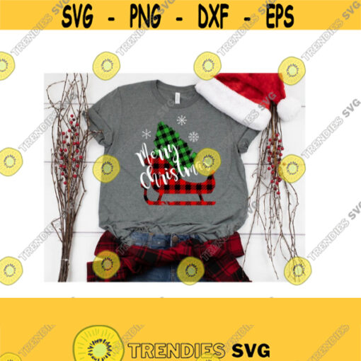 Christmas SVG Buffalo Plaid Christmas Sleigh SVG Christmas Tree Svg Christmas Clip Art Svg Eps Ai Pdf Png Jpeg Cut Files