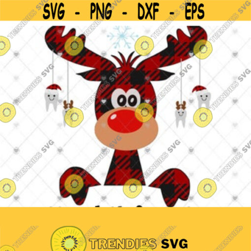 Christmas SVG Buffalo Plaid Moose SVG Dental Crew Moose Dental Office T Shirt Design Svg Eps Ai Pdf Png Jpeg Cut Files