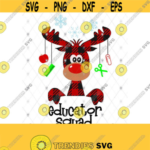 Christmas SVG Buffalo Plaid Moose SVG Educator Squad Moose Christmas Sublimation Svg Eps Ai Pdf Png Jpeg Cut Files