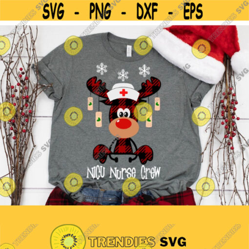 Christmas SVG Buffalo Plaid Moose SVG NICU Nurse Christmas Svg Nurse Clipart Christmas Clip Art Svg Eps Ai Pdf Png Jpeg Cut Files