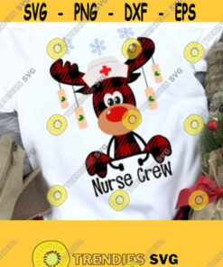 Christmas SVG Buffalo Plaid Moose SVG Nurse Christmas Svg Nurse Clipart Christmas Clip Art Svg Eps Ai Pdf Png Jpeg Cut Files