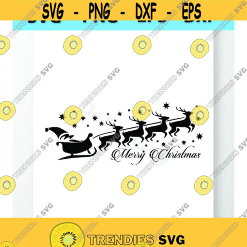 Christmas SVG Silhouette Santas Sleigh Vector Images Clipart Cutting Files SVG Image For Cricut Reindeer Silhouettes Eps Png Dxf Design 751