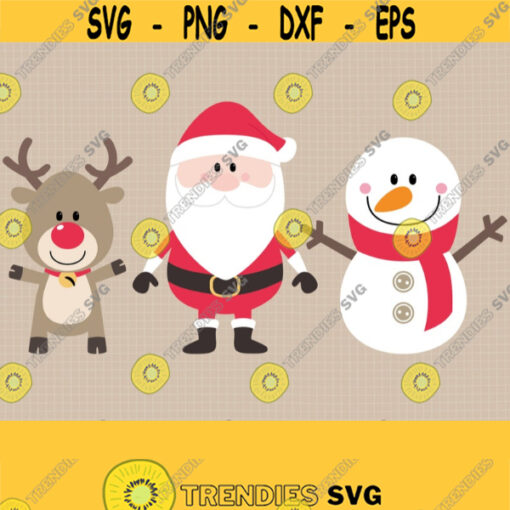 Christmas SVG. Kids Cartoon Santa Reindeer Snowman Clipart. Digital Christmas Bundle Cut Files. Vector Files for Cutting Machine png dxf eps Design 781