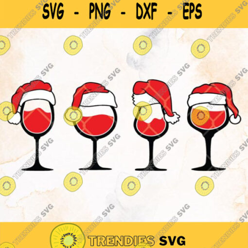 Christmas Santa Wine Glass Svg Wine Santa Hat Svg