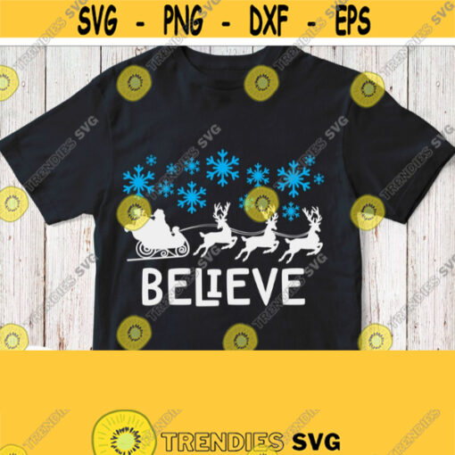 Christmas Silhouette Svg Santa Sleigh Reindeers Svg Christmas Cut File Winter Shirt Svg for Cricut Printable Iron on Image Png Jpg Pdf Design 156