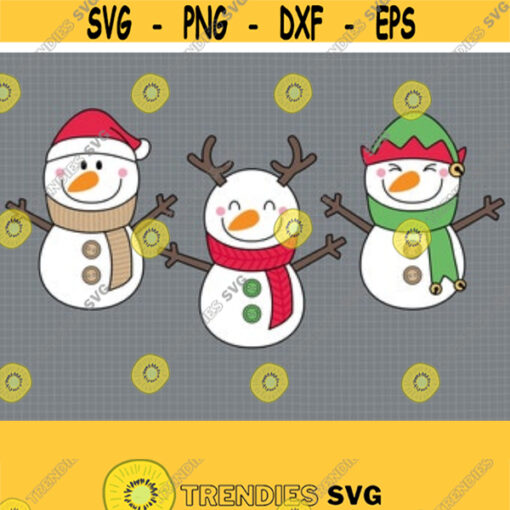 Christmas Snowman SVG. Cartoon Snowman in Santa hat Reindeer Elf Clipart. Funny Kids Vector Cute Files for Cutting Machine png dxf eps Design 105