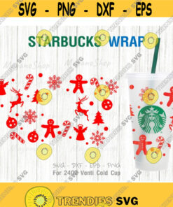 Christmas Starbucks Cold Cup SVG DIY Venti Cup 24 Oz Instant Download Files for Cricut other e cutters Design 223