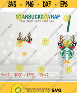 Christmas Starbucks Cup Svg Reindeer Starbucks Cold Cup SVG DIY Venti Cup 24 Oz Instant Download Files for Cricut other e cutters Design 206