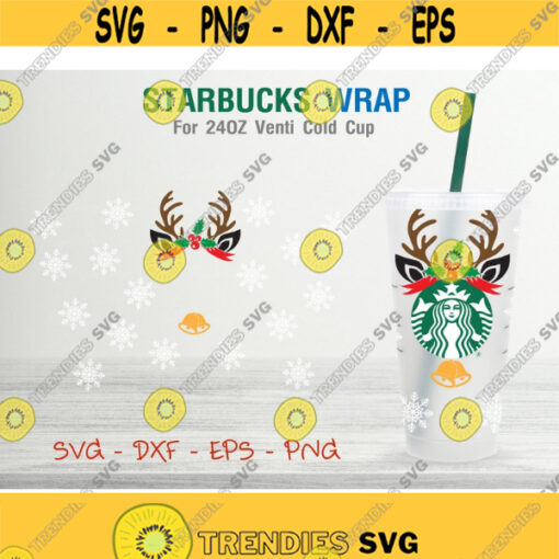 Christmas Starbucks Cup Svg Reindeer Starbucks Cold Cup SVG DIY Venti Cup 24 Oz Instant Download Files for Cricut other e cutters Design 206