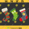 Christmas Stockings SVG DXF EPS Cut Files Santa Vector Silhouette Cricut Elf Claus Holiday Winter Snow. Vinyl Design 296