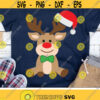 Christmas Svg Boy Reindeer Svg Reindeer with Santa Hat Svg Dxf Eps Png Holidays Clipart Kids Cut Files Winter Svg Silhouette Cricut Design 2920 .jpg