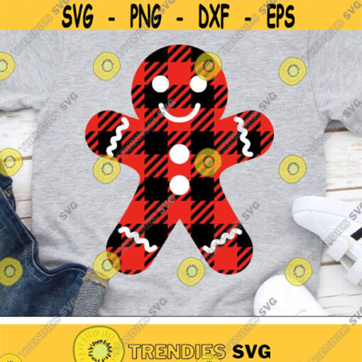 Christmas Svg Buffalo Plaid Gingerbread Svg Gingerbread Man Svg Dxf Eps Png Kids Cut Files Holiday Cookie Clipart Silhouette Cricut Design 1709 .jpg