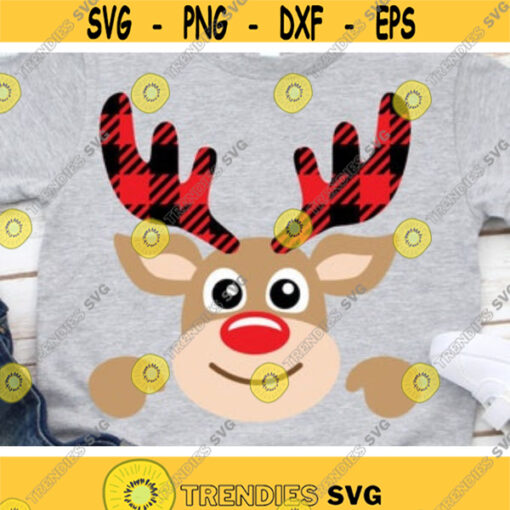 Christmas Svg Buffalo Plaid Reindeer Svg Boy Reindeer Svg Dxf Eps Png Kids Cut Files Xmas Shirt Svg Deer Clipart Silhouette Cricut Design 310 .jpg