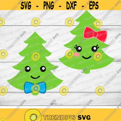 Christmas Svg Girl Boy Christmas Tree Svg Kawaii Christmas Tree Svg Dxf Eps Png Kids Cut Files Baby Holiday Clipart Silhouette Cricut Design 1254 .jpg