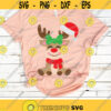 Christmas Svg Girl Reindeer Svg Reindeer with Santa Hat Svg Dxf Eps Png Holidays Clipart Kids Cut File Winter Svg Silhouette Cricut Design 3076 .jpg