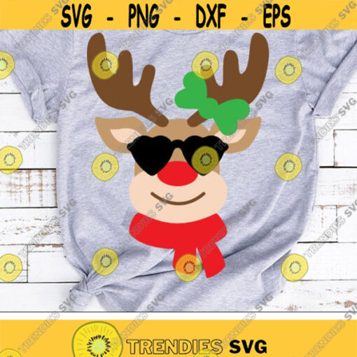 Christmas Svg Girl Reindeer Svg Reindeer with Sunglasses Svg Dxf Eps Png Kids Cut Files Toddler Svg Holiday Clipart Silhouette Cricut Design 1842 .jpg