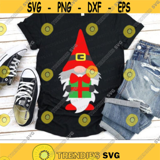 Christmas Svg Gnome Svg Gnome with a Gift Svg Dxf Eps Png Holiday Cut Files Christmas Clipart Santa Svg Elf Svg Silhouette Cricut Design 2474 .jpg