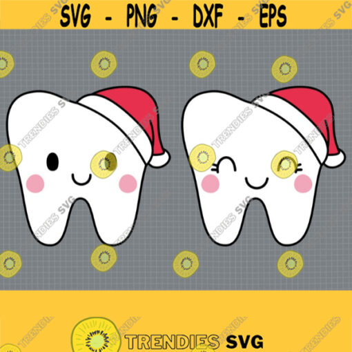 Christmas Tooth Fairy SVG. Boy Tooth with Santa Hat Cut Files. Kids Girl Tooth Vector Files for Cutting Machine Download dxf eps png jpg pdf Design 687