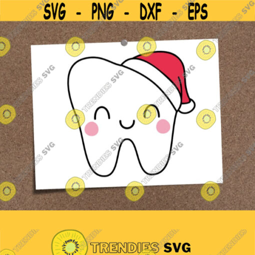 Christmas Tooth Fairy SVG. Cute Tooth with Santa Hat Cut Files. Kids Tooth Vector Files for Cutting Machine Download dxf eps png jpg pdf Design 773