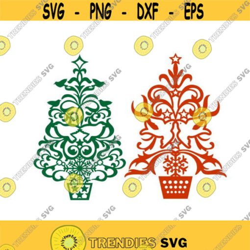 Christmas Tree Cuttable Design SVG PNG DXF eps Designs Cameo File Silhouette Design 593