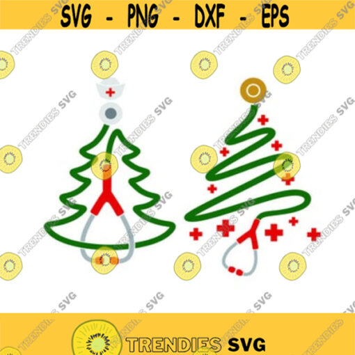 Christmas Tree Doctor Nurse Cuttable Design SVG PNG DXF eps Designs Cameo File Silhouette Design 144