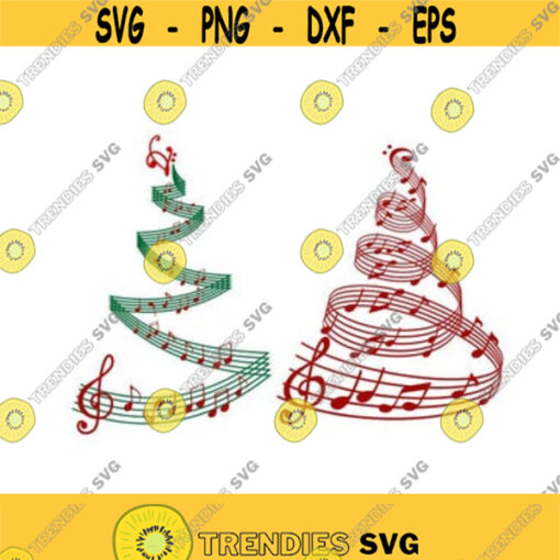 Christmas Tree Music Notes Cuttable Design SVG PNG DXF eps Designs Cameo File Silhouette Design 149