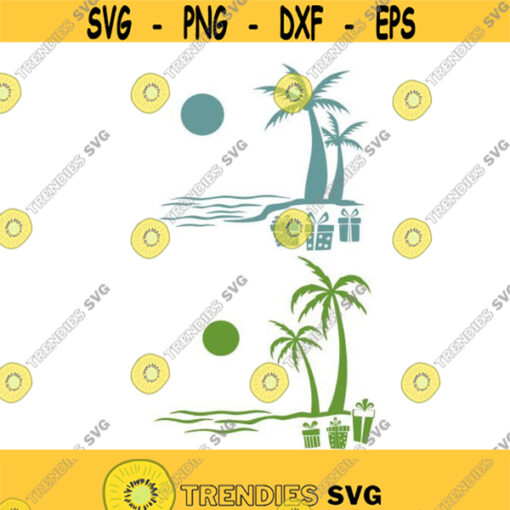 Christmas Tree Palm Island Cuttable Design SVG PNG DXF eps Designs Cameo File Silhouette Design 544