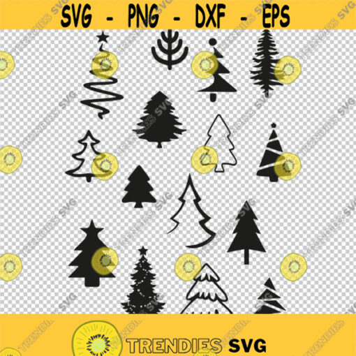 Christmas Tree Pine Trees Bundle Collection SVG PNG EPS File For Cricut Silhouette Cut Files Vector Digital File
