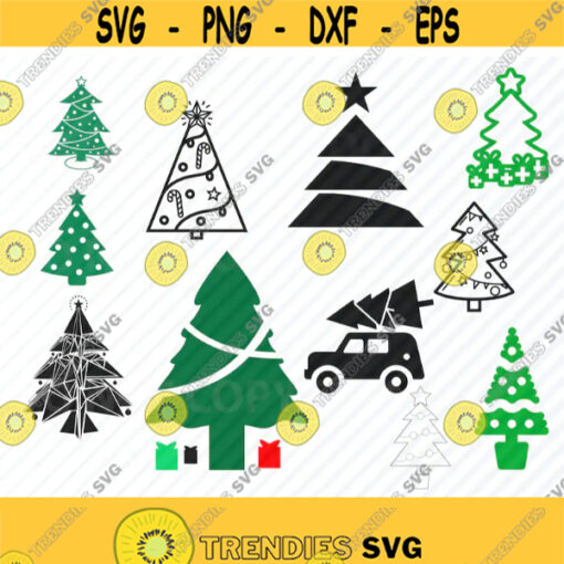 Christmas Tree SVG Bundle Silhouette Christmas Trees Vector Images Clipart Christmas decorations SVG Image For Cricut xmas Eps Png Dxf Design 476