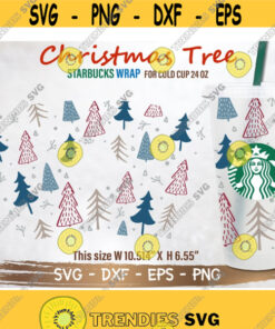 Christmas Tree Starbucks Cup SVG Christmas svg DIY Venti for Cricut 24oz venti cold cup Instant Download Design 282