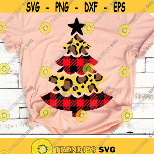 Christmas Tree Svg Buffalo Plaid Svg Leopard Print Svg Christmas Svg Dxf Eps Png Holiday Cut Files Winter Clipart Silhouette Cricut Design 1181 .jpg