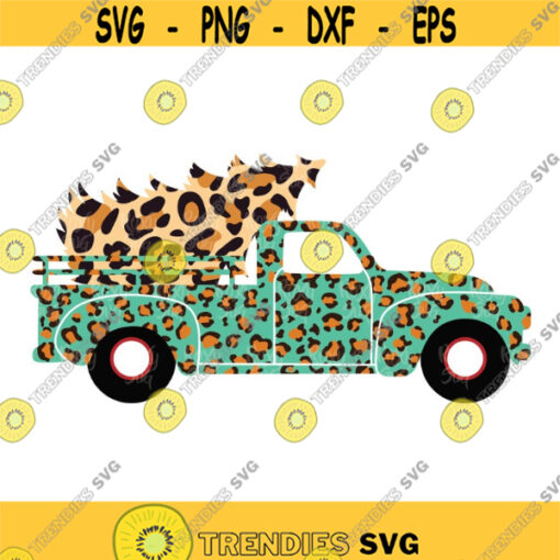 Christmas Tree Truck SVG Leopard Turquoise Truck svg Tree Truck SVG Files for Cricut Christmas Tree Truck Clipart