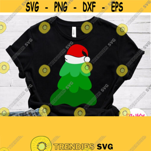 Christmas Tree with Santa Hat Svg Christmas Shirt Svg Cuttable Design for Cricut Silhouette Printable Iron on Vinyl Decal Clipart Png Jpg Design 933