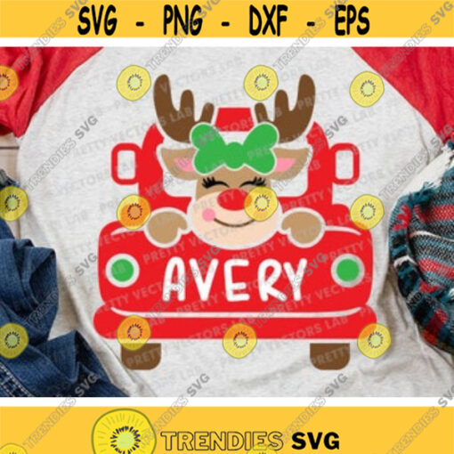 Christmas Truck Svg Girls Reindeer Svg Vintage Truck Back Svg Dxf Eps Png Kids Cut Files Deer Clipart Monogram Svg Silhouette Cricut Design 311 .jpg