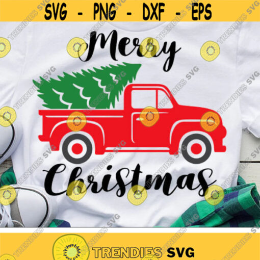 Christmas Truck Svg Merry Christmas Svg Red Vintage Truck Svg Dxf Eps Png Christmas Tree Cut Files Holiday Clipart Silhouette Cricut Design 2572 .jpg