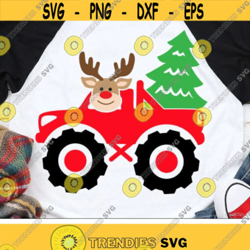 Christmas Truck Svg Monster Truck Svg Truck with Tree Svg Reindeer Svg Dxf Eps Png Kids Cut Files Holiday Clipart Silhouette Cricut Design 2895 .jpg