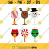 Christmas Wine Glasses Cuttable Design SVG PNG DXF eps Designs Cameo File Silhouette Design 142