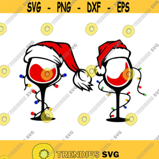 Christmas Wine Santa Lights Cuttable Design SVG PNG DXF eps Designs Cameo File Silhouette Design 434