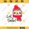 Christmas Winter Sloth SVG DXF Let It Snow Cute Holidays Sloth with Hat and Scarf svg dxf PNG Cut Files for Cricut Clipart Commercial Use copy