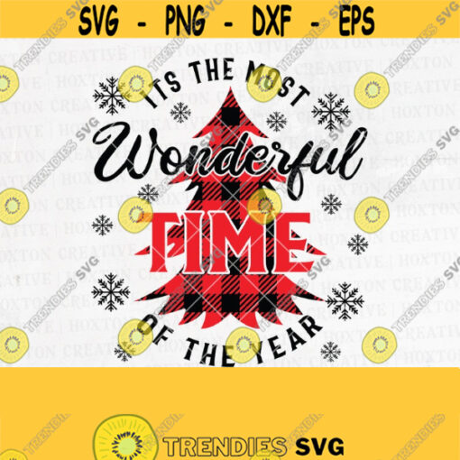 Christmas Wonderful Time Year Buffalo Plaid Svg File Holiday Cut File Christmas Svg Merry Christmas Svg Cutting FileDesign 220