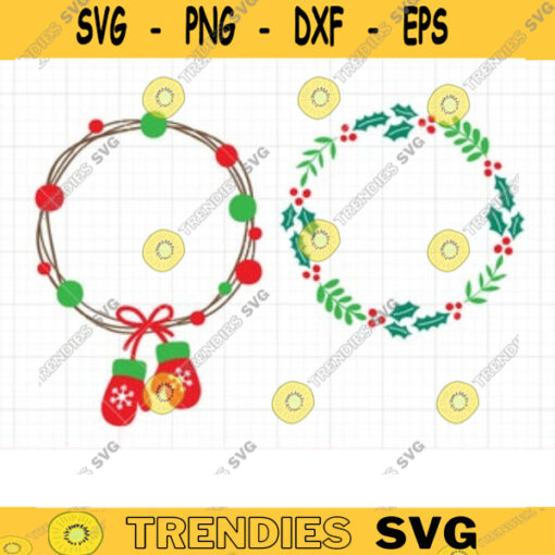 Christmas Wreath SVG DXF Holly Berry Wreath Frame Holiday Christmas Ornament Winter Frame Border svg dxf Cut File Commercial Use copy