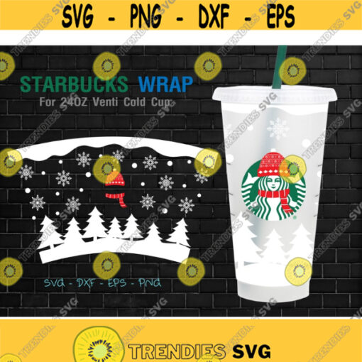 Christmas snow flakes Starbuck Cup SVG DIY Venti for Cricut 24oz venti cold cup Instant Download Design 123