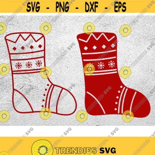 Christmas stocking svg 2 christmas socks svg stocking stuffer svg red stock svg cut file design dxf clipart vector icon eps png Design 150