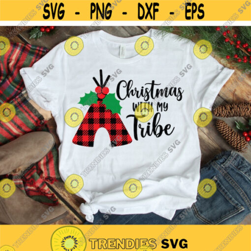 Christmas svg Christmas with my Tribe svg Buffalo Plaid svg Christmas Tribe svg dxf png Christmas Shirt Printable Cut File Download Design 146.jpg